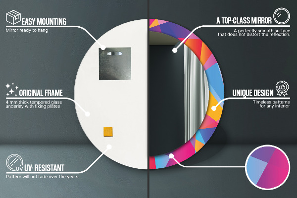Lustro ramka z nadrukiem okrągłe Kompozycja geometryczna