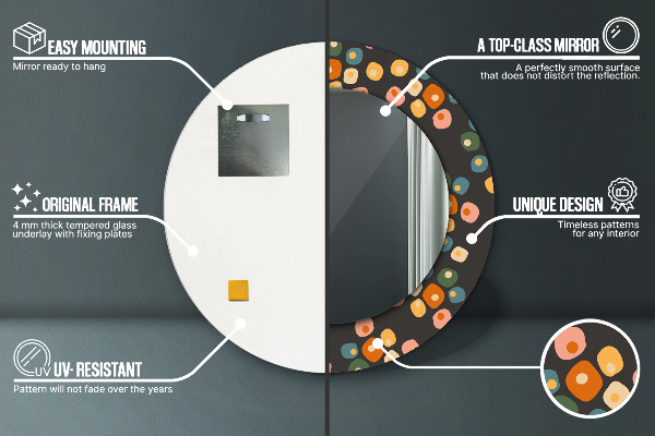 Lustro ramka z nadrukiem okrągłe Kropki kwiatów