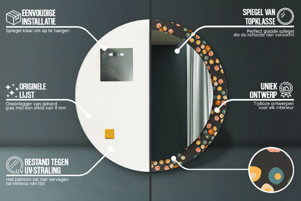 Lustro ramka z nadrukiem okrągłe Kropki kwiatów