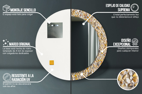 Lustro ścienne dekoracyjne okrągłe Wzór lastrykowy