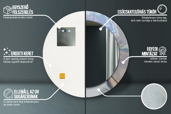 Lustro ramka z nadrukiem okrągłe Holograficzna tekstura