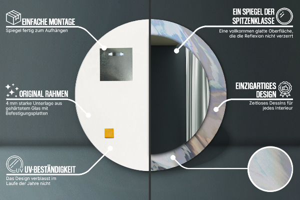 Lustro ramka z nadrukiem okrągłe Holograficzna tekstura