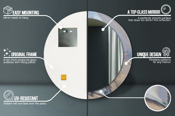 Lustro ramka z nadrukiem okrągłe Holograficzna tekstura