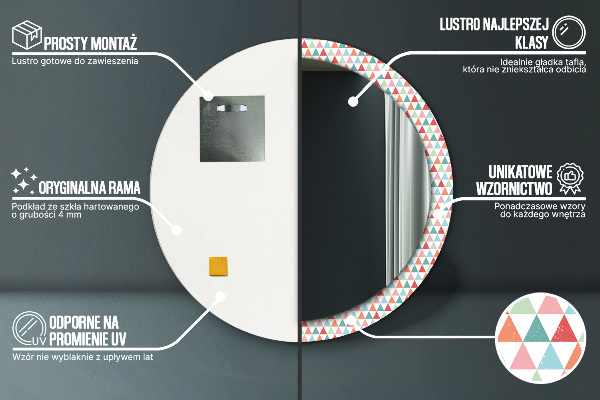 Lustro ramka z nadrukiem okrągłe Geometryczny wzór