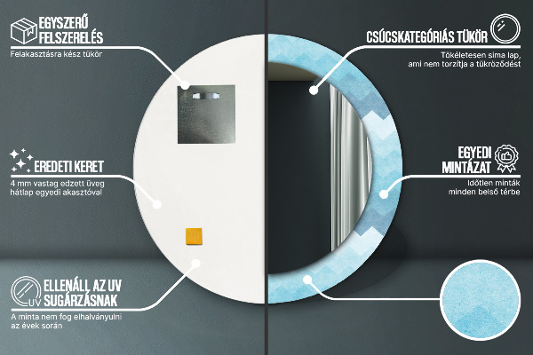Lustro ramka z nadrukiem okrągłe Wzór szewronowy