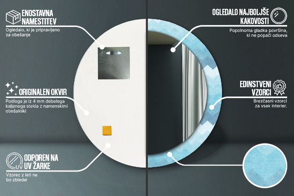 Lustro ramka z nadrukiem okrągłe Wzór szewronowy