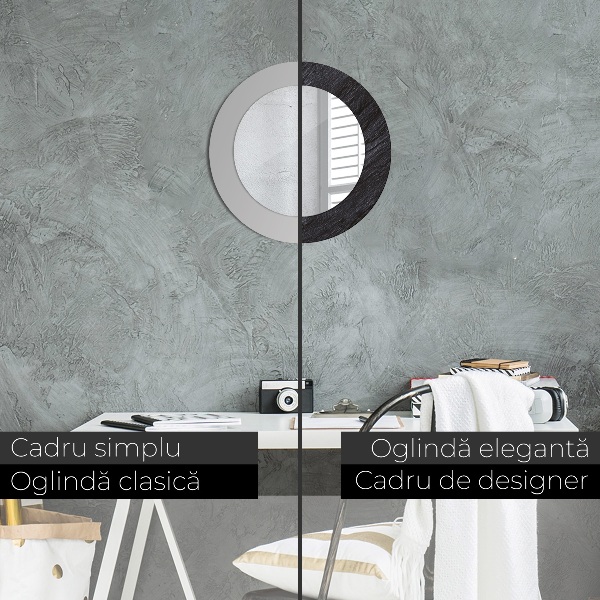 Lustro ramka z nadrukiem okrągłe Czarny kamień