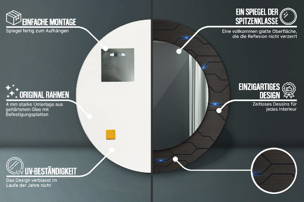 Lustro ścienne dekoracyjne okrągłe Futurystyczny abstrakcyjny