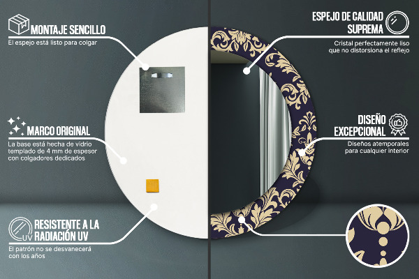 Lustro ścienne dekoracyjne okrągłe Kwiatowy wzór