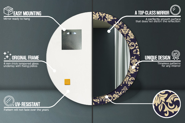 Lustro ścienne dekoracyjne okrągłe Kwiatowy wzór