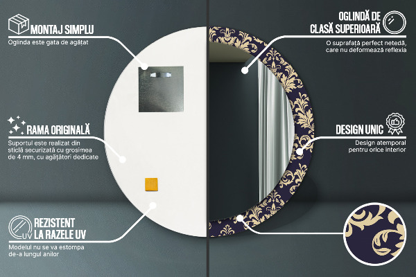 Lustro ścienne dekoracyjne okrągłe Kwiatowy wzór