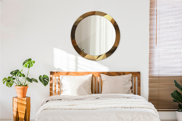 Lustro ścienne dekoracyjne okrągłe Złoto abstrakcja