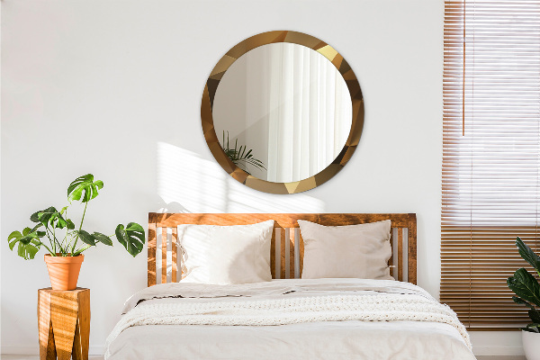 Lustro ścienne dekoracyjne okrągłe Złoto abstrakcja