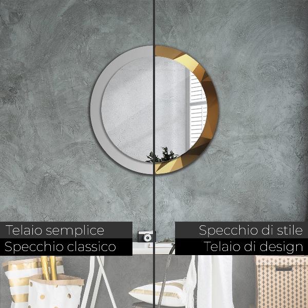 Lustro ścienne dekoracyjne okrągłe Złoto abstrakcja