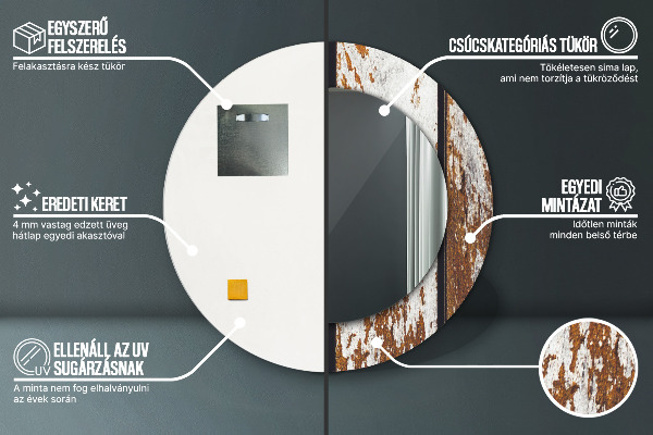 Lustro ścienne dekoracyjne okrągłe Vintage ciemne drewno