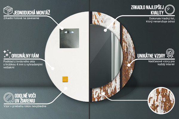 Lustro ścienne dekoracyjne okrągłe Vintage ciemne drewno