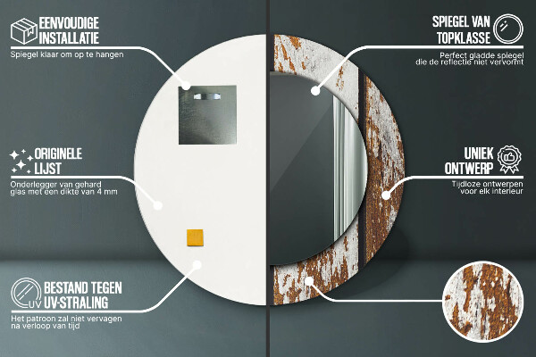 Lustro ścienne dekoracyjne okrągłe Vintage ciemne drewno