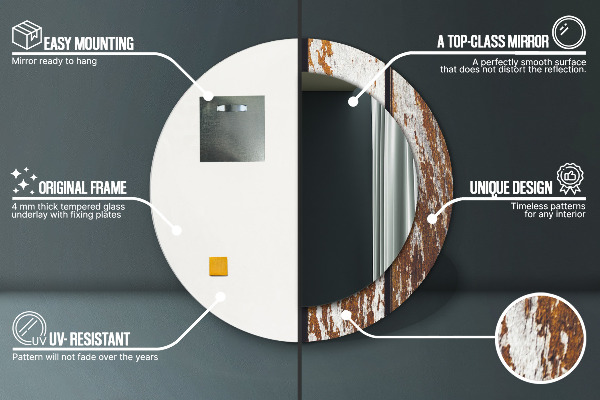 Lustro ścienne dekoracyjne okrągłe Vintage ciemne drewno