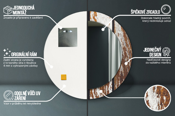 Lustro ścienne dekoracyjne okrągłe Vintage ciemne drewno