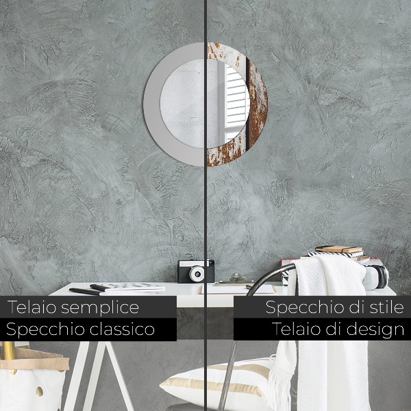 Lustro ścienne dekoracyjne okrągłe Vintage ciemne drewno