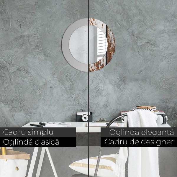 Lustro ścienne dekoracyjne okrągłe Vintage ciemne drewno