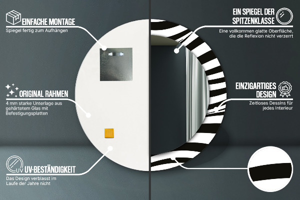 Lustro z drukowaną ramką okrągłe Abstrakcyjna fala