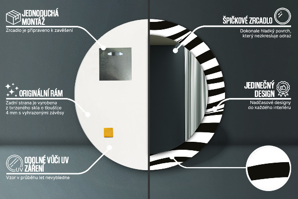 Lustro z drukowaną ramką okrągłe Abstrakcyjna fala