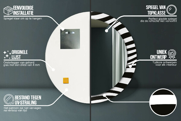 Lustro z drukowaną ramką okrągłe Abstrakcyjna fala