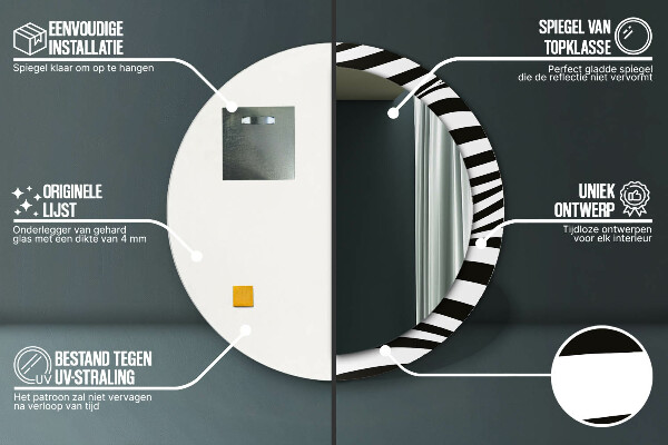 Lustro z drukowaną ramką okrągłe Abstrakcyjna fala