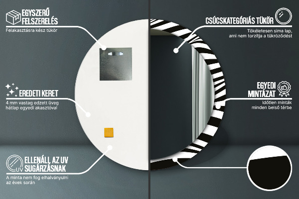 Lustro z drukowaną ramką okrągłe Abstrakcyjna fala