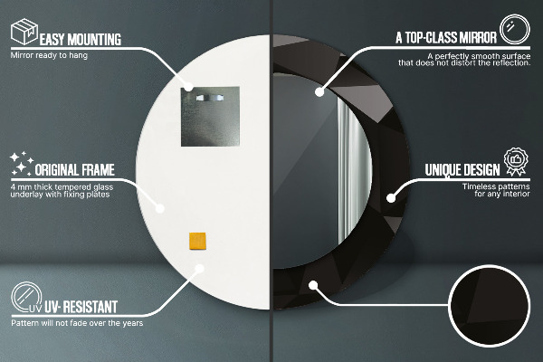 Lustro ramka z nadrukiem okrągłe Abstrakcyjna czerń