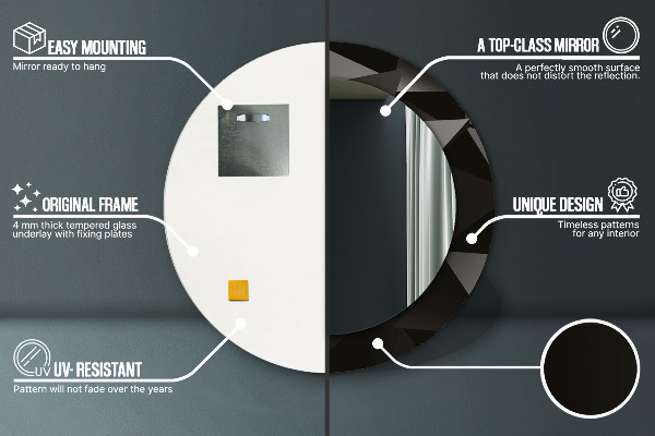 Lustro ramka z nadrukiem okrągłe Abstrakcyjna czerń