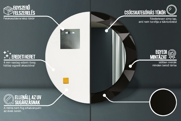 Lustro ramka z nadrukiem okrągłe Abstrakcyjna czerń