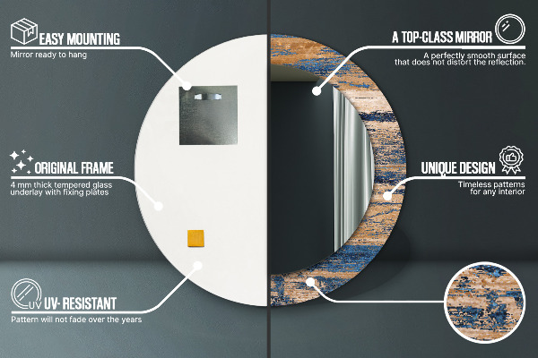 Lustro ramka z nadrukiem okrągłe Abstrakcyjne drewno