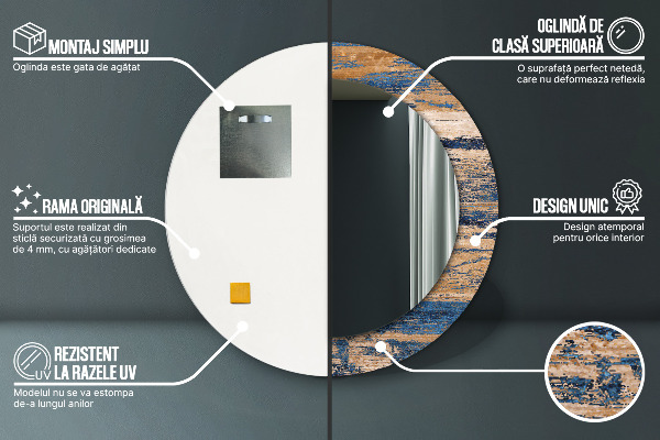 Lustro ramka z nadrukiem okrągłe Abstrakcyjne drewno