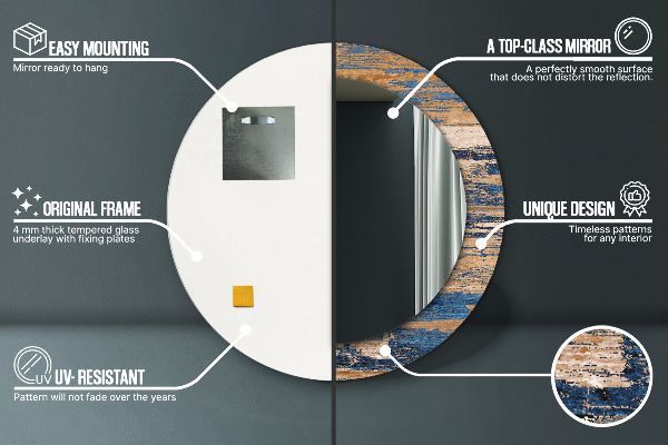 Lustro ramka z nadrukiem okrągłe Abstrakcyjne drewno