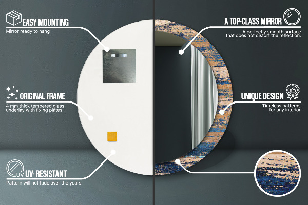 Lustro ramka z nadrukiem okrągłe Abstrakcyjne drewno