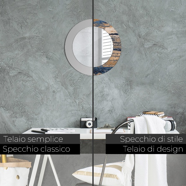 Lustro ramka z nadrukiem okrągłe Abstrakcyjne drewno