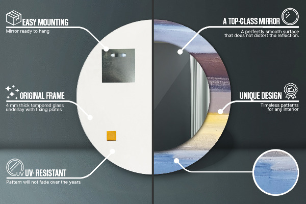 Lustro z drukowaną ramką okrągłe Abstrakcyjny obraz