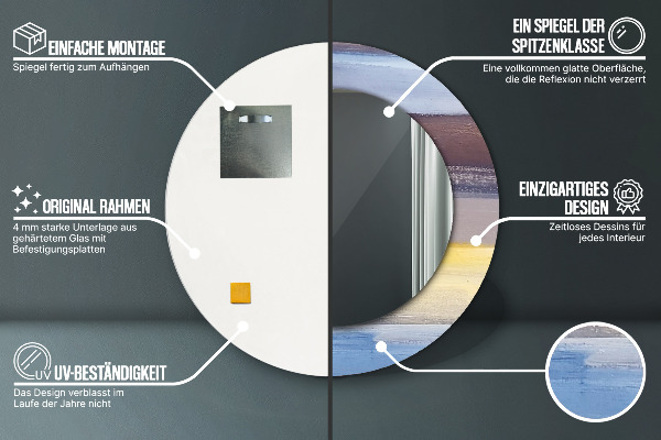Lustro z drukowaną ramką okrągłe Abstrakcyjny obraz