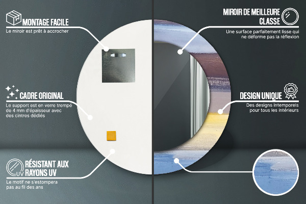 Lustro z drukowaną ramką okrągłe Abstrakcyjny obraz