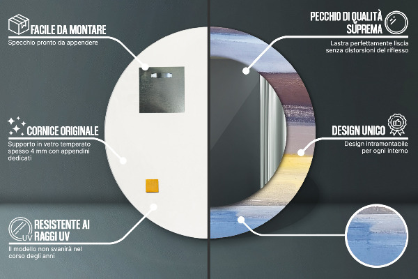 Lustro z drukowaną ramką okrągłe Abstrakcyjny obraz