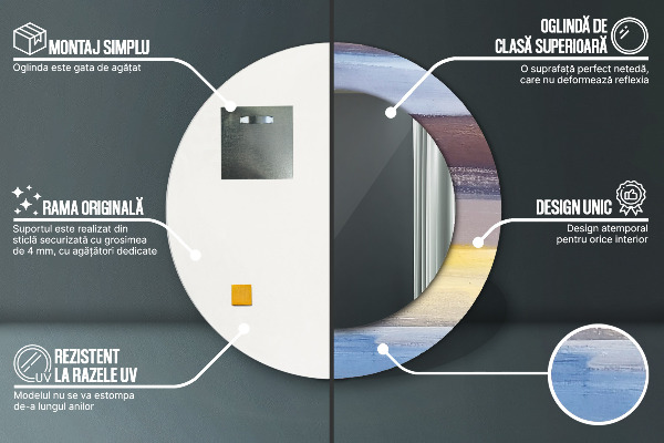 Lustro z drukowaną ramką okrągłe Abstrakcyjny obraz