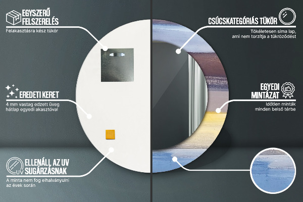 Lustro z drukowaną ramką okrągłe Abstrakcyjny obraz