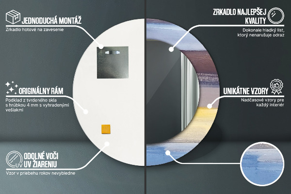 Lustro z drukowaną ramką okrągłe Abstrakcyjny obraz