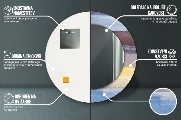 Lustro z drukowaną ramką okrągłe Abstrakcyjny obraz