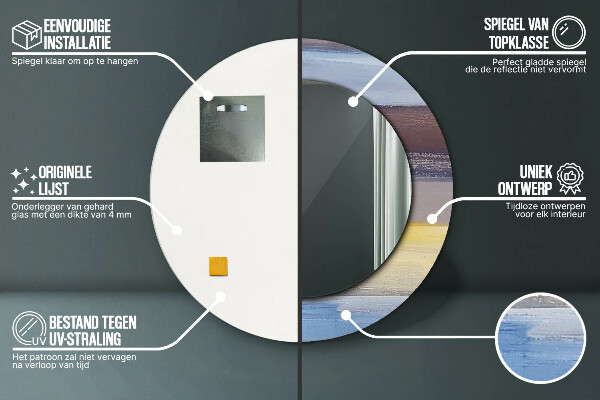 Lustro z drukowaną ramką okrągłe Abstrakcyjny obraz