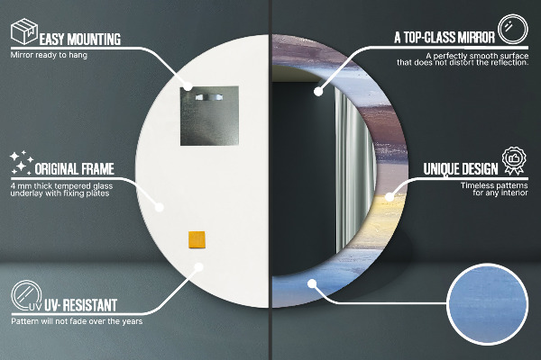 Lustro z drukowaną ramką okrągłe Abstrakcyjny obraz