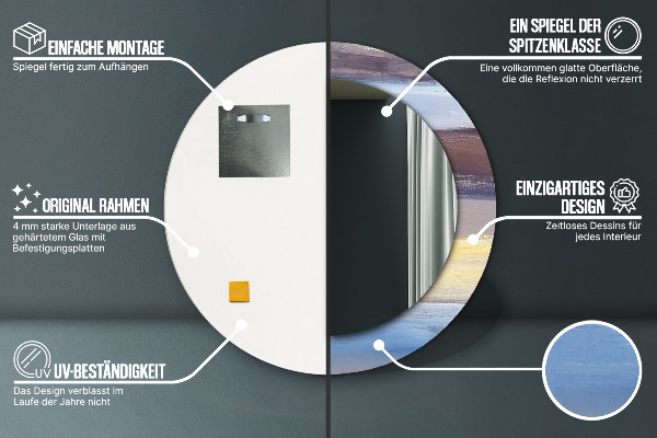 Lustro z drukowaną ramką okrągłe Abstrakcyjny obraz