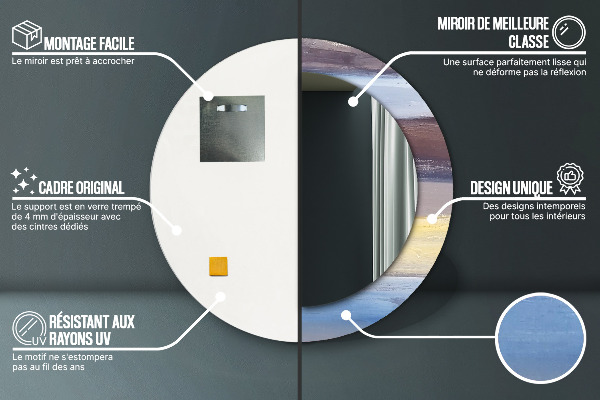 Lustro z drukowaną ramką okrągłe Abstrakcyjny obraz